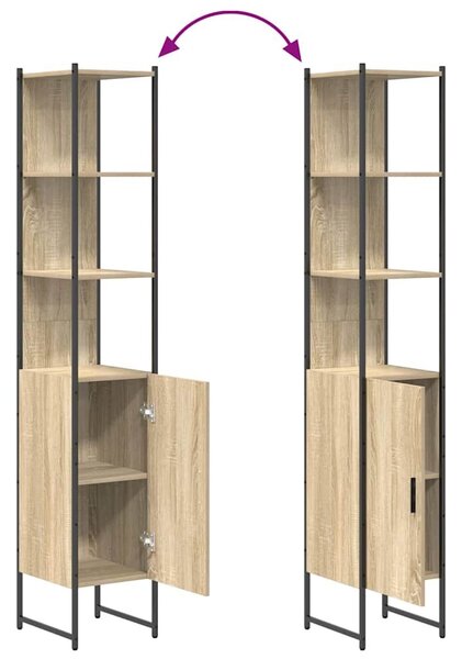 VidaXL Fürdőszoba bútor szett polcokkal 4 pcs Sonoma tölgy Faanyag