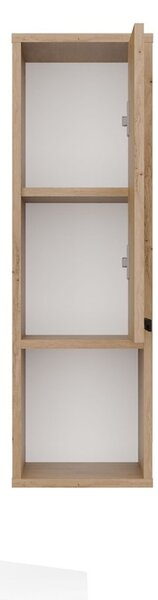 Aldabra MEXY W1D fürdőszoba szekrény 25.5x24x82 cm függesztett, tölgy-fekete