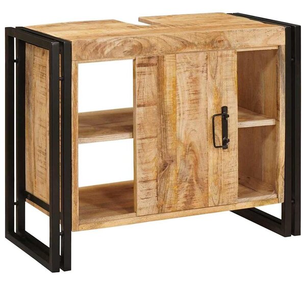 VidaXL Mosdókagyló szekrény Barna 71 x 33 x 58 cm Tömör Mangófát