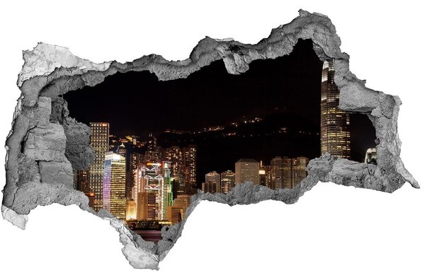 3d lyuk fal dekoráció Hong kong éjjel