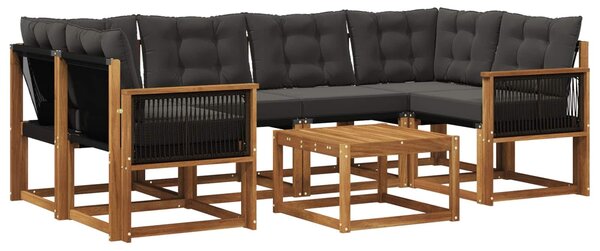 VidaXL Kültéri kanapé szett párnával 7 pcs Természetes és Fekete