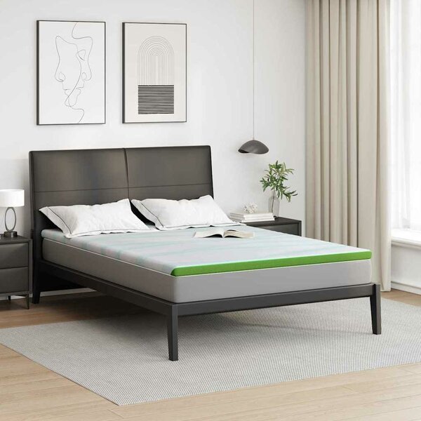 VidaXL Matrac topper Fehér és Zöld 160 x 200 cm Jacquard Szövet
