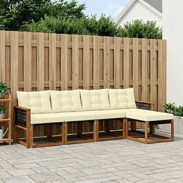 VidaXL Kültéri kanapé szett párnával 5 pcs Természetes és krémszínű