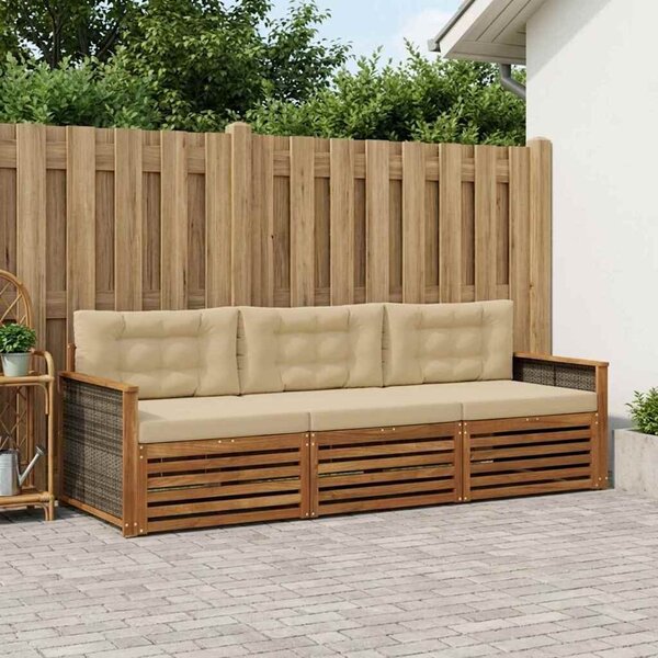 VidaXL Kültéri kanapé szett párnával 3 pcs Természetes és bézs