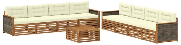 VidaXL Kültéri kanapé szett párnával 9 pcs Természetes és krémszínű