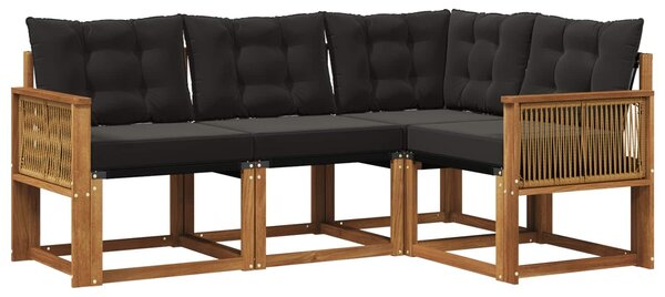 VidaXL Kültéri kanapé szett párnával 4 pcs Természetes és Fekete