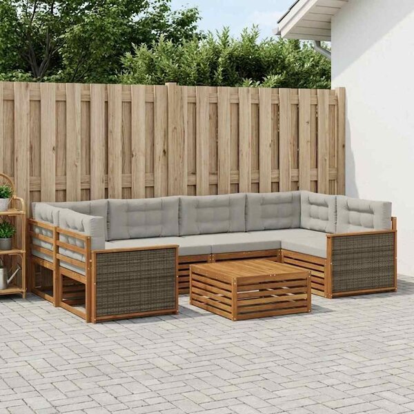 VidaXL Kültéri kanapé szett 7 pcs Természetes és Világosszürke
