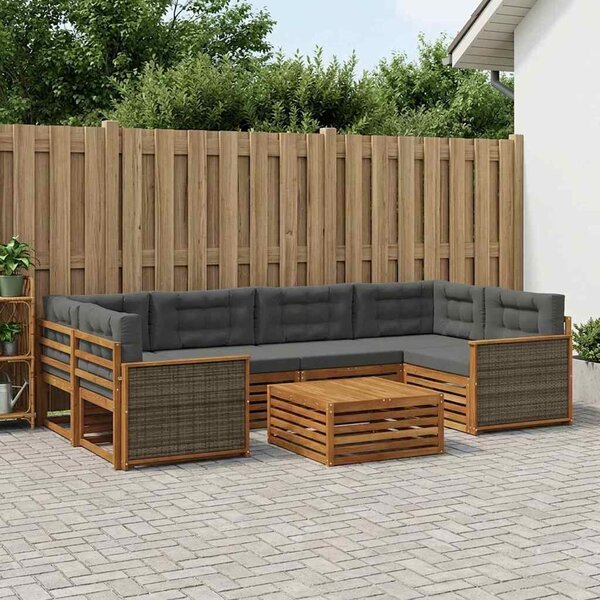 VidaXL Kültéri kanapé szett párnával 7 pcs Természetes és antracit