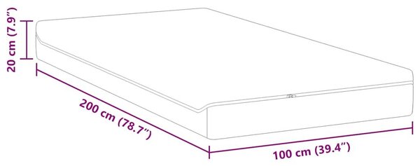 VidaXL Matrac Közepesen puha 100 x 200 cm Fehér és Szürke