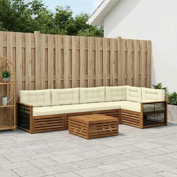 VidaXL Kültéri kanapé szett párnával 6 pcs Természetes és krémszínű