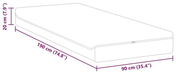 VidaXL Matrac Közepesen puha 90 x 190 cm Fehér és Szürke