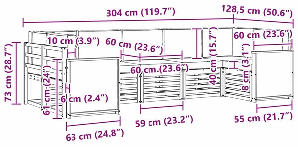 VidaXL Szegmentált kanapé szett párnával 6 pcs Természetes és antracit