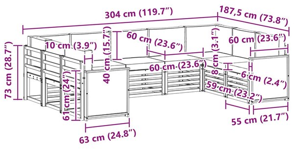 VidaXL Szegmentált kanapé szett 7 pcs Természetes és krémszínű