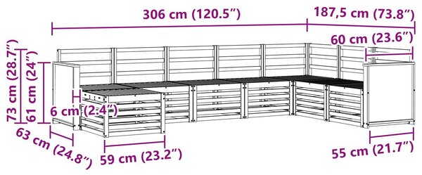 VidaXL Kültéri kanapé szett 6 pcs Természetes Tömör Akácfa