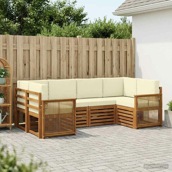 VidaXL Szegmentált kanapé szett 5 pcs Természetes és krémszínű