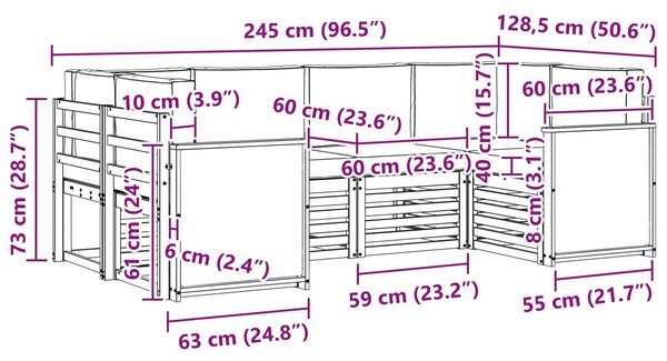VidaXL Szegmentált kanapé szett párnával 5 pcs Természetes és antracit