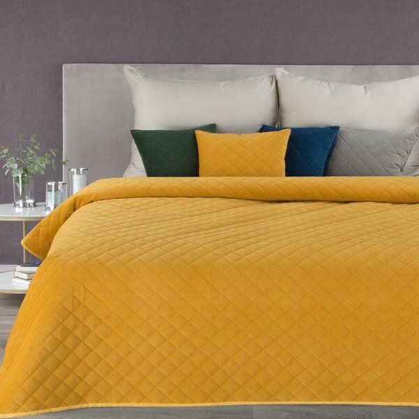Milo bársony ágytakaró Mustársárga 220x240 cm