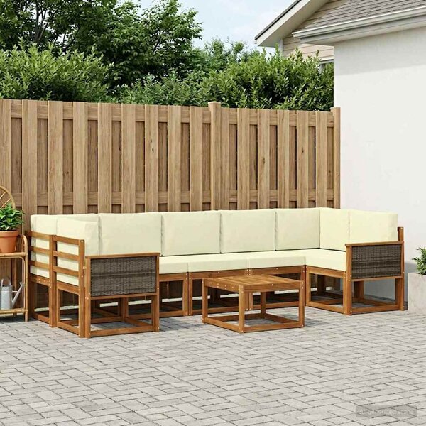 VidaXL Kültéri kanapé szett párnával 6 pcs Természetes és krémszínű