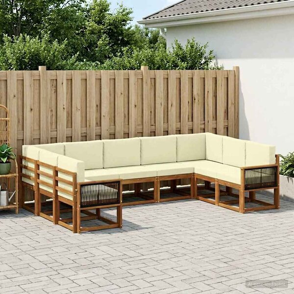 VidaXL Kültéri kanapé szett párnával 9 pcs Természetes és krémszínű