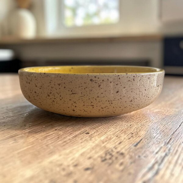 Citromsárga salátástál kaparó felülettel a közepén 19 cm x 19 cm x 5 cm