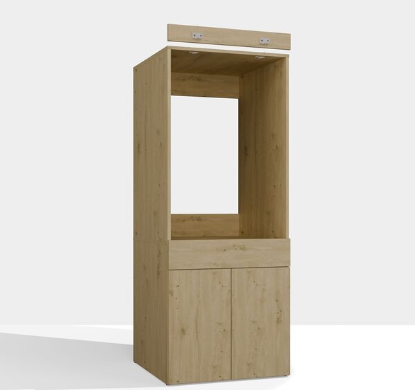 Aldabra POLA Twin 1S fürdőszoba szekrény, mosógép tárolóval, 64.2x64.2x162 cm, tölgy