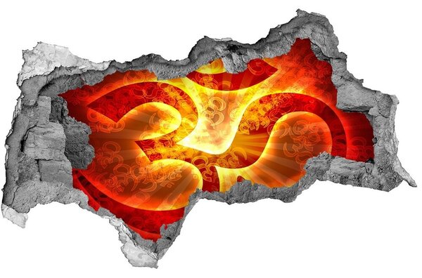 3d lyuk fal dekoráció Égő jel om
