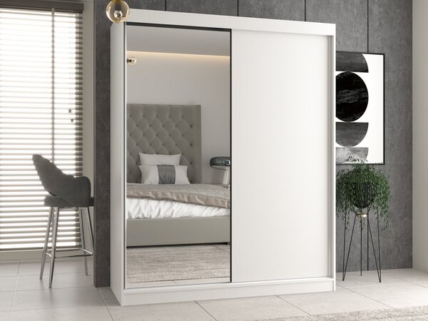 Aldabra IGA 160 A/B tolóajtós gardróbszekrény 120x61x200, 1 tükörrel / sima, fehér