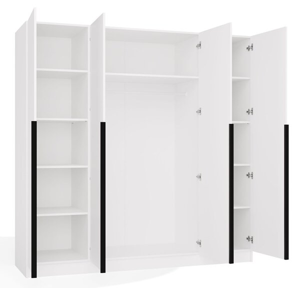 Aldabra SENSO 4D gardróbszekrény 200x56.5x200 cm, fehér-fekete