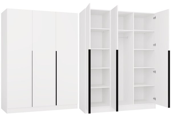 Aldabra SENSO 3D gardróbszekrény 150x56.5x200 cm, fehér-fekete