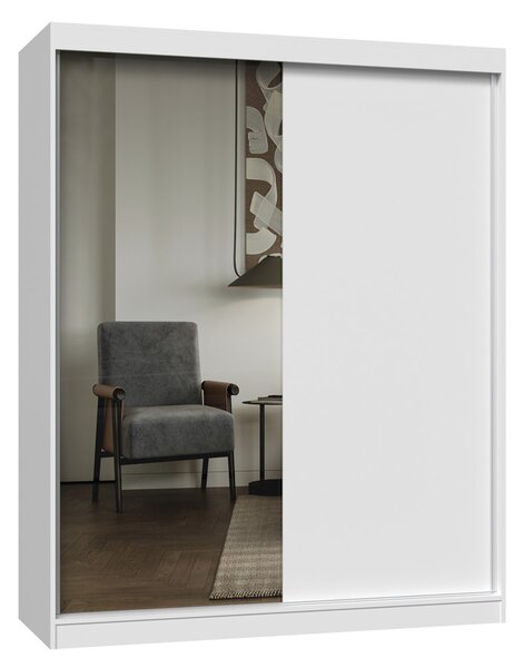 Aldabra IGA 160 A/B tolóajtós gardróbszekrény 120x61x200, 1 tükörrel / sima, fehér