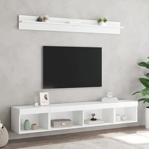 VidaXL 5 darab fehér szerelt fa fali TV-bútor LED-del