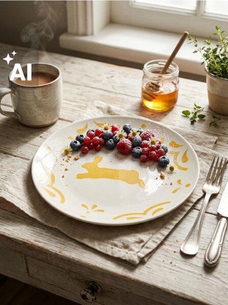 Sinsay - Porcelán tányér nyúlmintával - sárga