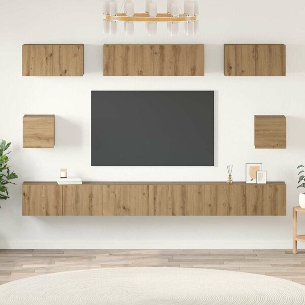 VidaXL TV szekrény garnitúra 8 pcs Artisan tölgy Faanyag