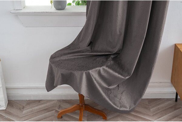 DUNES VELVET sötétítő függöny 140×250 cm, sötétszürke Felfüggesztés: Fém gyűrűk