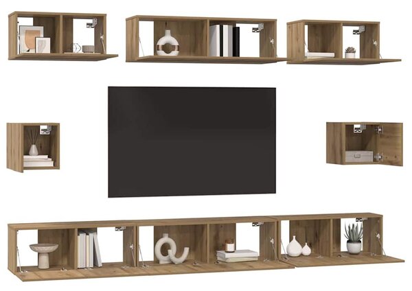 VidaXL TV szekrény garnitúra 8 pcs Artisan tölgy Faanyag