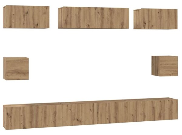 VidaXL TV szekrény garnitúra 8 pcs Artisan tölgy Faanyag