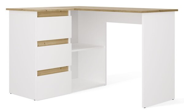 Aldabra NICEA íróasztal 120x48.5x75 cm, balos, tölgy-fehér