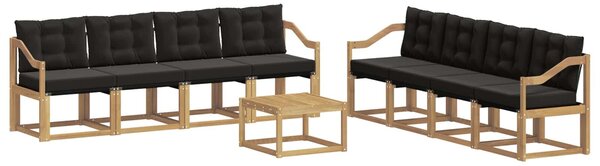 VidaXL Kültéri kanapé szett párnával 9 pcs Fehér és Fekete