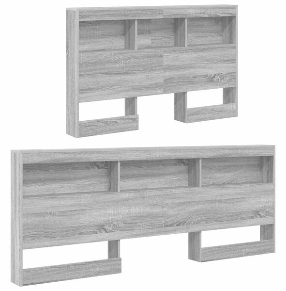 VidaXL Tároló fejtámla Szürke Sonoma 207,5 x 137,5 x 76,5 cm Faanyag
