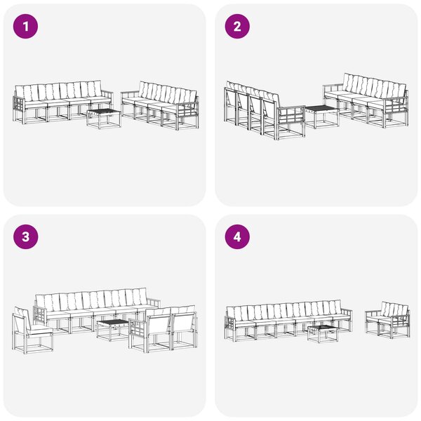 VidaXL Kültéri kanapé szett párnával 9 pcs Fehér és Bézs
