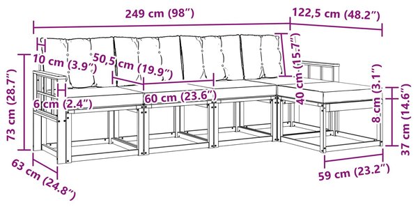 VidaXL Kültéri kanapé szett párnával 5 pcs Fehér és Bézs