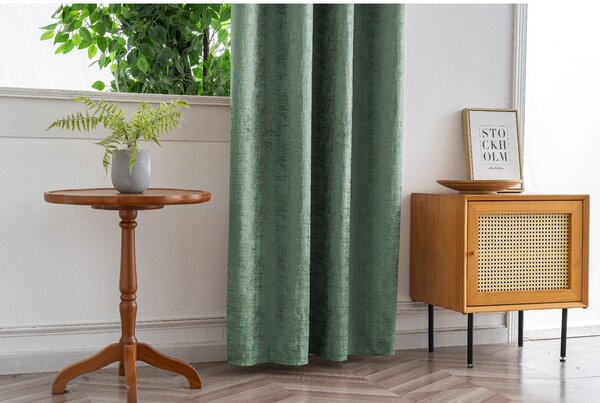 Sötétítő függöny LOOM VELVET 140x250 cm, zöld Felfüggesztés: Hullámos sínszalag