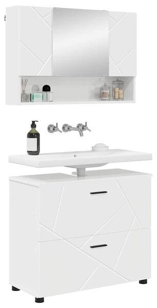 VidaXL Fürdőszoba bútor szett 2 pcs Magasfényű fehér 76.5 x 35 x 64 cm
