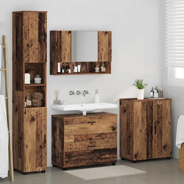 VidaXL Fürdőszoba bútor szett 4 db Öreg fa 35 x 30 x 192 cm