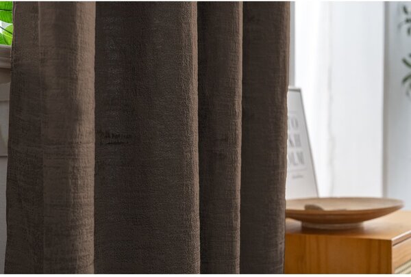 Sötétítő függöny LOOM VELVET 140x250 cm, barna Felfüggesztés: Fém gyűrűk