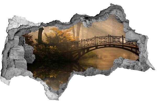 3d lyuk fal dekoráció Régi híd ősszel