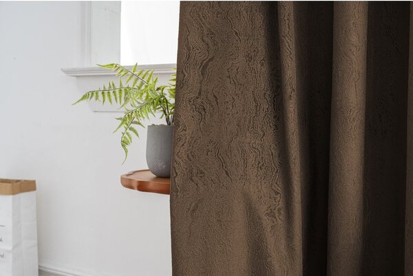 DUNES VELVET sötétítő függöny 140x250 cm, barna Felfüggesztés: Hullámos sínszalag
