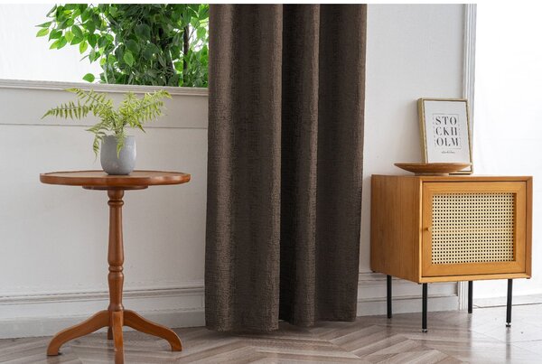 Sötétítő függöny LOOM VELVET 140x250 cm, barna Felfüggesztés: Fém gyűrűk