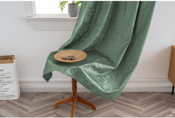 Sötétítő függöny LOOM VELVET 140x250 cm, zöld Felfüggesztés: Hullámos sínszalag