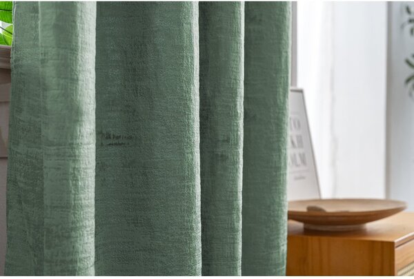 Sötétítő függöny LOOM VELVET 140x250 cm, zöld Felfüggesztés: Hullámos sínszalag